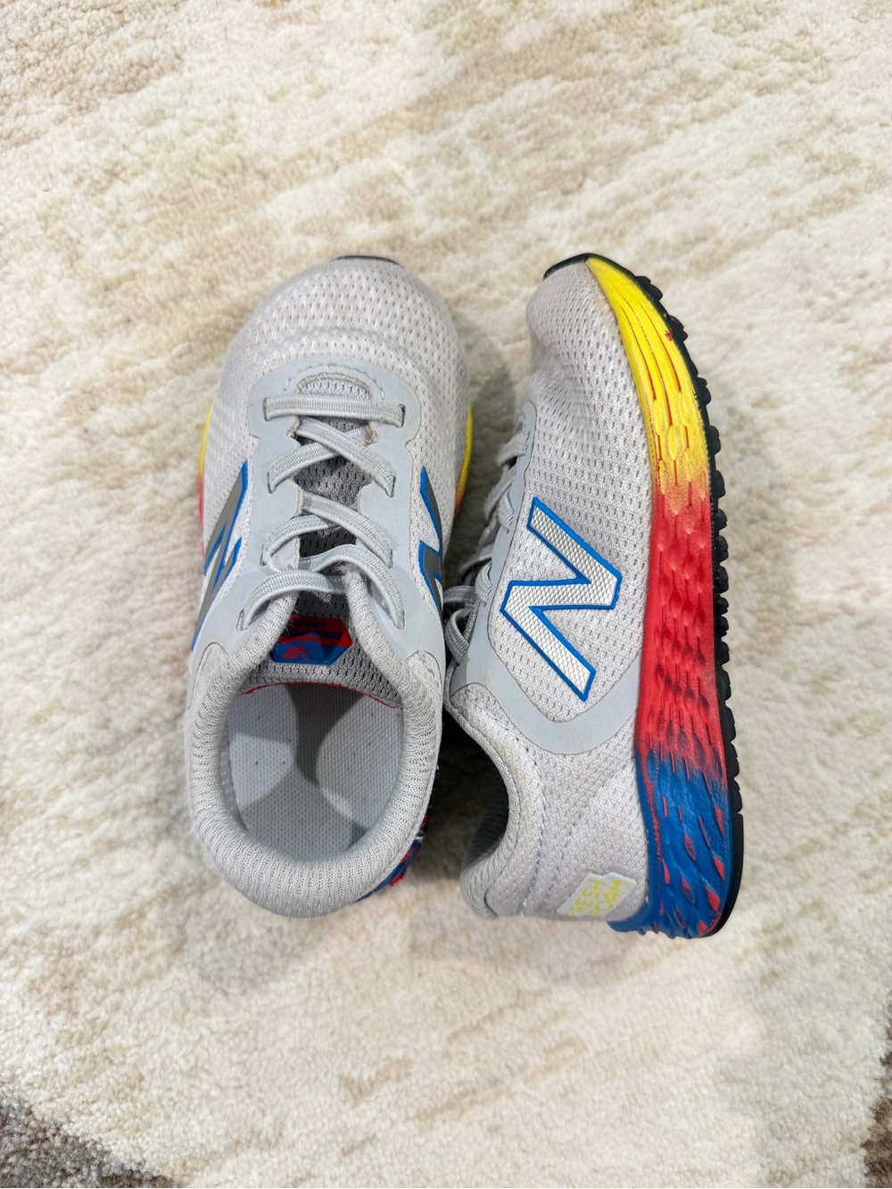 New Balance Kids' Gray Athletic Shoes with Rainbow Sole